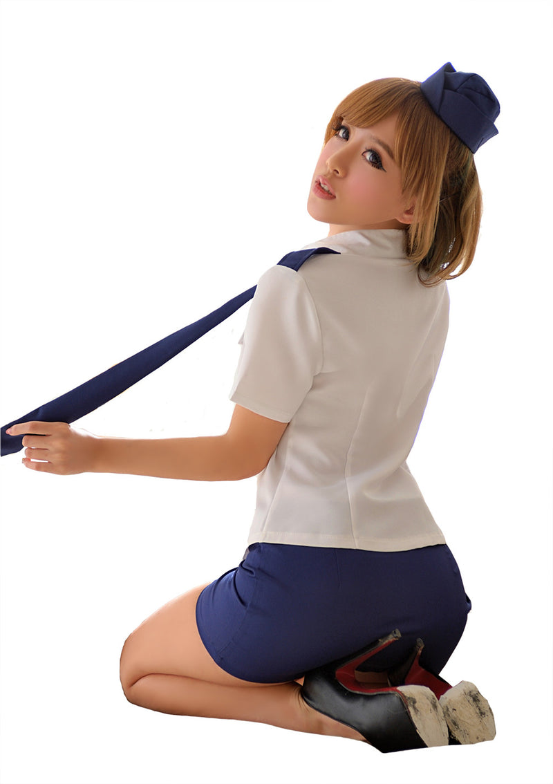 LINGERIECATS Sexy Clear Sky Air Force Officer Cosplay Costume Set - LingerieCats