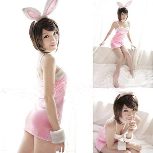 Pink Sexy Dress Lingerie Costume Outfit Rabbit Girl - LingerieCats