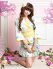 Cute Japanese Kimono Costume Flower Patterned Blue