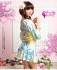 Cute Japanese Kimono Costume Flower Patterned Blue
