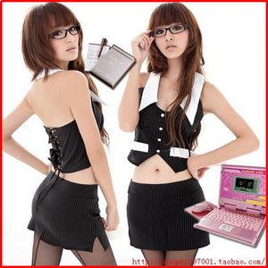 Hot Sexy Secretary Black Costume Cosplay 2 Pieces Outfit - LingerieCats