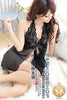 Sexy Backless Black Waist Ribbon Babydoll Lingerie Dress