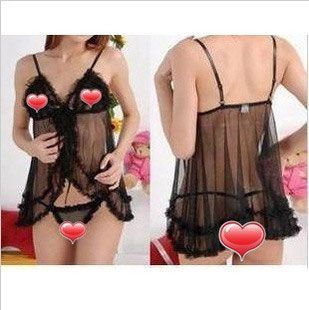 Sexy Black Flower See-Through Babydoll Lingerie - LingerieCats