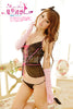 Sexy Open Front Black/Pink Lining Corset Lingerie