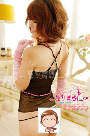 Sexy Open Front Black/Pink Lining Corset Lingerie - LingerieCats