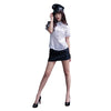 LINGERIECATS White - Black 2pcs Hotties Police Outfit Cosplay Costume Set (Free Sport Pant Gift)