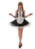 LINGERIECATS Black and White Bow Knots Lace Halter 4pcs Maid Costume Set