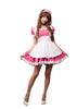 LINGERIECATS Rose Merry Pink 4pcs Cherry Maid Outfit Cosplay Costume Set (Free Sport Pant Gift)