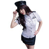 LINGERIECATS White - Black 2pcs Hotties Police Outfit Cosplay Costume Set (Free Sport Pant Gift)