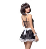LINGERIECATS Black with White Lace 5pcs sexy Maid Cosplay Costume Set  (Free Sport Pant Gift)