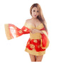 LINGERIECATS Sexy Golden Rose 3pcs Japanese Kimono Cosplay Costume Set