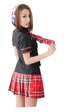 LINGERIECATS Black Red Scottish pattern School Girl Uniform Cosplay Costume - LingerieCats