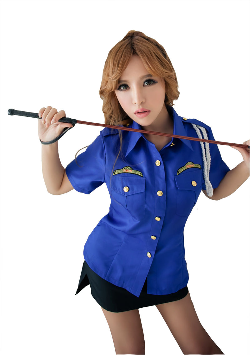 LINGERIECATS Sexy Blue ? Black 2pcs Verisimilitude Police Outfit Cosplay Costume Set - LingerieCats