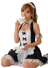 LINGERIECATS Black and White Bow Knots Lace Halter 4pcs Maid Costume Set