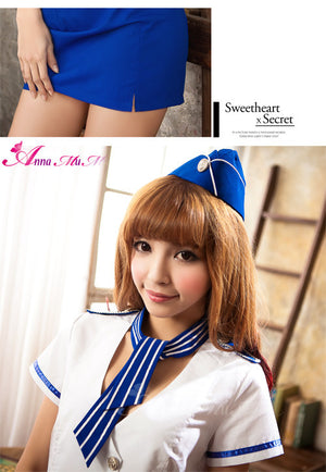 Lingeriecats Sexy Saphire Skye Air-hostess Outfit Cosplay Costume Set - LingerieCats