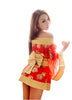 LINGERIECATS Sexy Golden Rose 3pcs Japanese Kimono Cosplay Costume Set