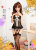 Attractive Chiffon Corset Set - Black