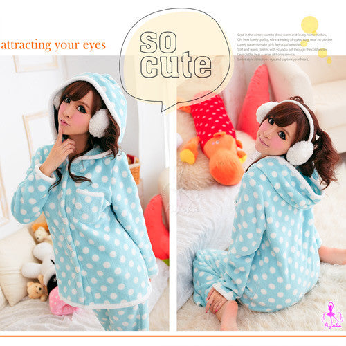Baby blue Hooded Pajama - LingerieCats