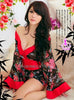 LINGERIECATS brand Love Blossom Red and Black Kimono 2 Pcs Costume