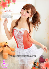 Red Hot 5 Pcs Babydoll Set with Stocking