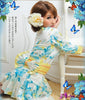 Cute Japanese Kimono Costume Flower Patterned Blue