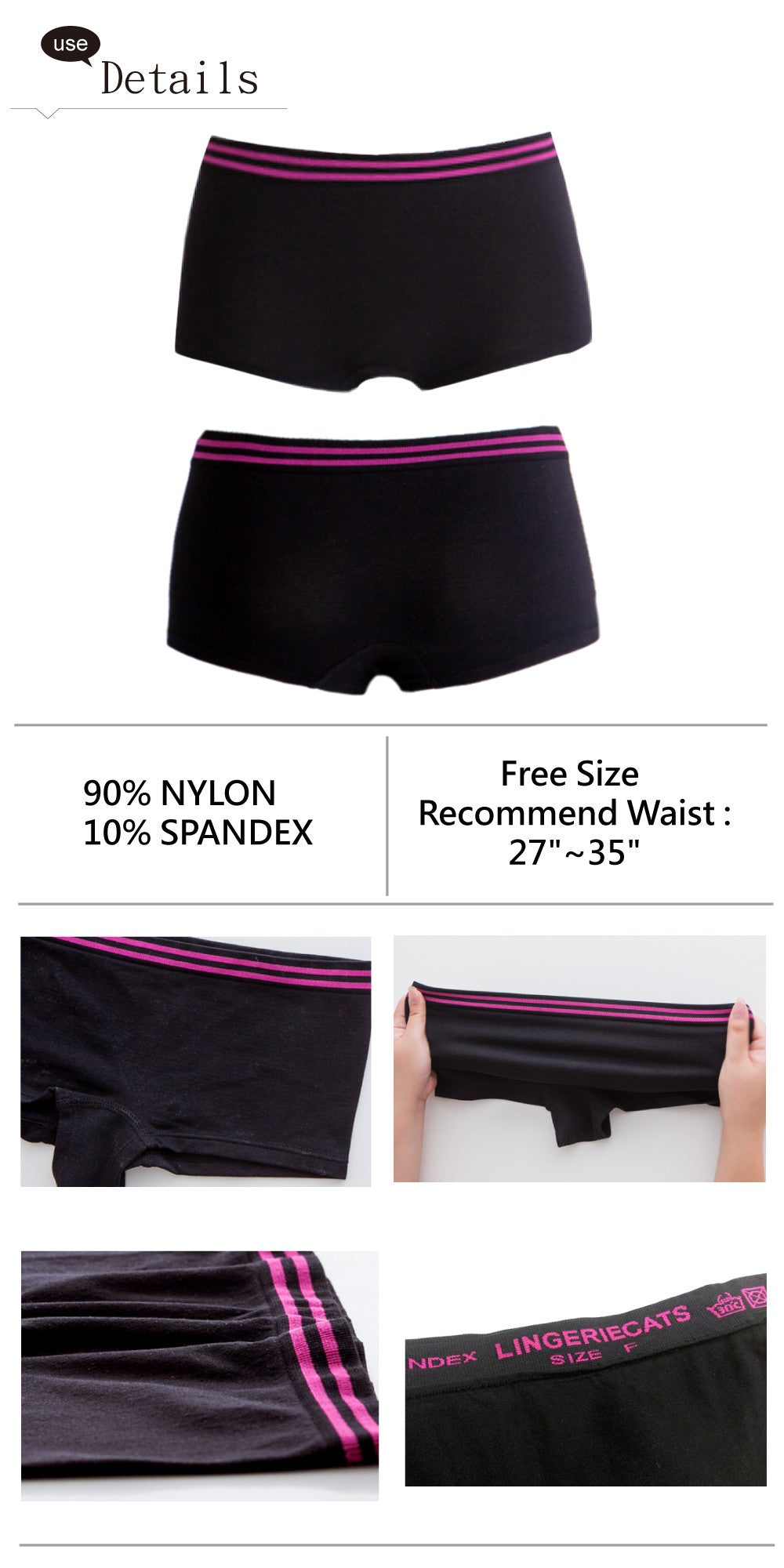 Lingeriecats Women's Short Cut Seamless Sports Box Briefs Underwear - LingerieCats