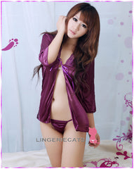Purple Open-Front Babydoll Slip Lingerie