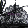 Sexy Black Satin See-Through Lace G-string