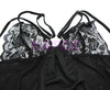 Sexy Black Satin See-Through Lace G-string