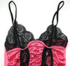 Black and Pink Lace Corset Lingerie