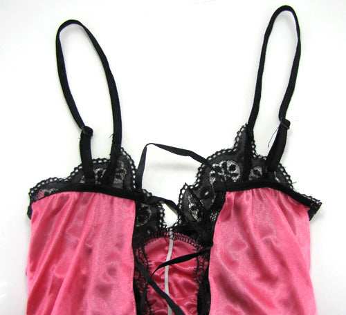 Black and Pink Lace Corset Lingerie - LingerieCats