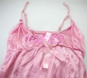 Cute and Sexy Pink Satin Babydoll Lingerie - LingerieCats