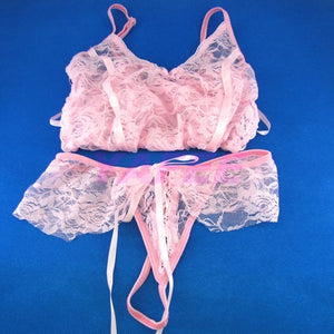 Flirty Pink Lace Babydoll Lingerie G-String - LingerieCats