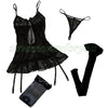 Hot Black Seductive Lingerie Set with Stocking 3 Sets