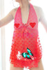 Hot Red Heart Pattern See Through Babydoll Lingerie