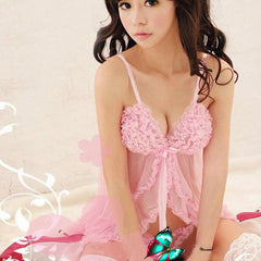 Hot Sexy Open Front Pink Babydoll Lingerie