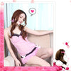 Sexy Pink Babydoll Lingerie Dress + G string With Black Stripe