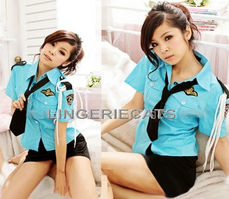 Sexy Police 2 Piece Blue Costume Outfit - LingerieCats