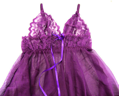 Purple Strap and See Through Babydoll - LingerieCats