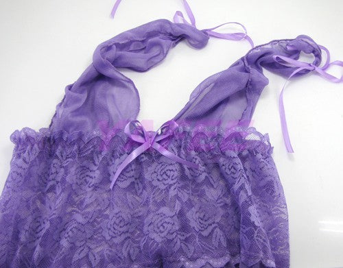 Seductive Purple Babydoll G-String Lingerie - LingerieCats