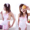 Seductive White Apron with Pink Lace  Lingerie Costume
