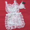 Seductive White Apron with Pink Lace  Lingerie Costume
