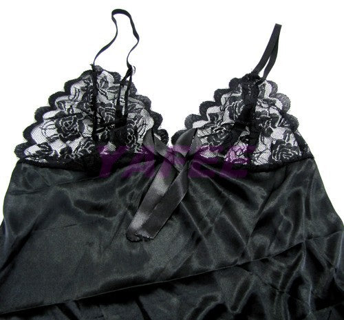 Sexy Black Lace Babydoll Lingerie Dress - LingerieCats