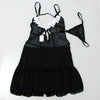 Sexy Black Open Front Babydoll Lingerie Set