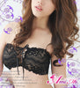 Black TubeBra Gartered Lingerie 3 Piece Set with Stocking