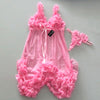 Sexy Pink Babydoll Lingerie Dress Ribbon G-string