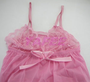 Sexy Pink Satin Babydoll Lingerie - LingerieCats