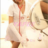 Sexy White Nurse Costume G-String Hat Gloves Set