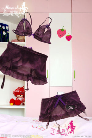 Sexy Purple See-Through Lingerie Bikini - LingerieCats